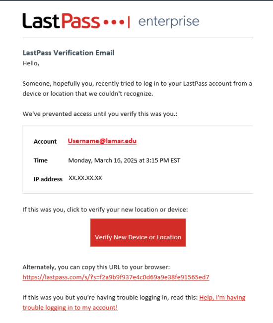 LP LU Log in prompt Verify