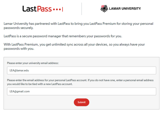 LastPass Lamar Sign Up for Premium