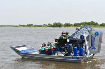 Airboat headed to marsh