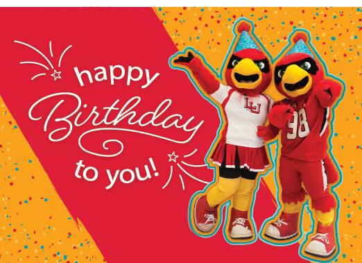 Lamar University mascots Big Red and LU wish you a happy birthday!