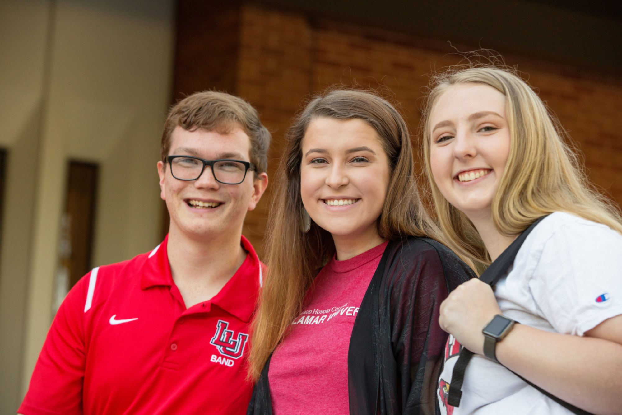 Students smiling on campus. Used for Juniors Page.