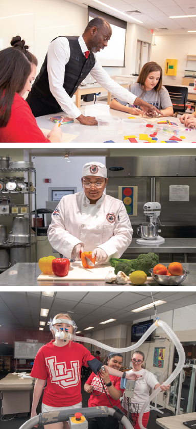 explore majors, students in various class,culinary, health, teaching