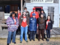 This is a group photo of alumni and student volunteers at the Spindletop Gladys City Boomtown Museum event on January 13, 2018.
