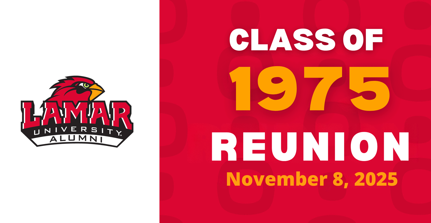 cardinal head logo Lamar University Alumni, Lamar University Class of 1975 Reunion Saturday, November 8, 2025