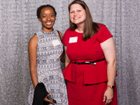Scholarship Dinner, Alumni Director Shannon Copeland poses with the recipient of the Distinguished Alumnus Presidential Scholarship Hannah Roussell