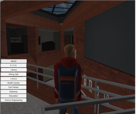 Student standing on the second floor of the Cherry Engineering building