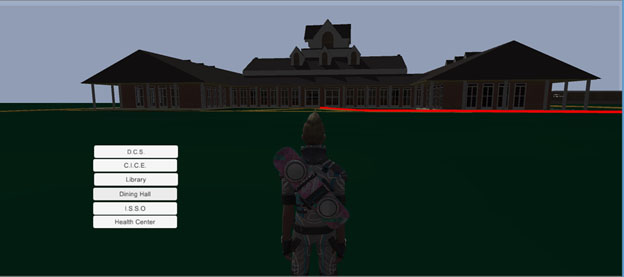 The avatar facing the Dining Hall