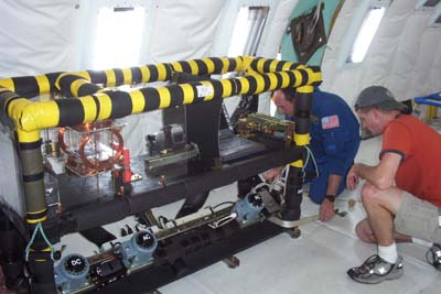 Students inspect equipment