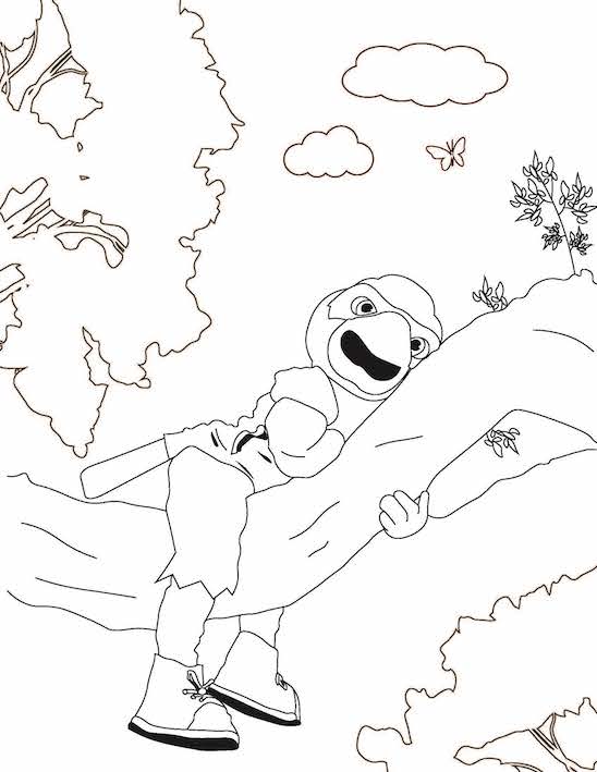 Coloring page of Big Red outside