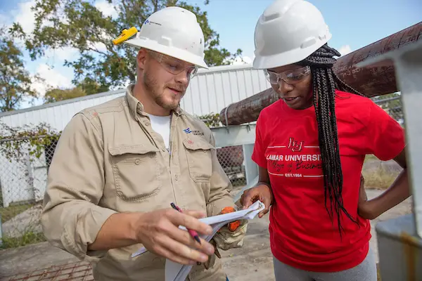 Construction Management students in the field