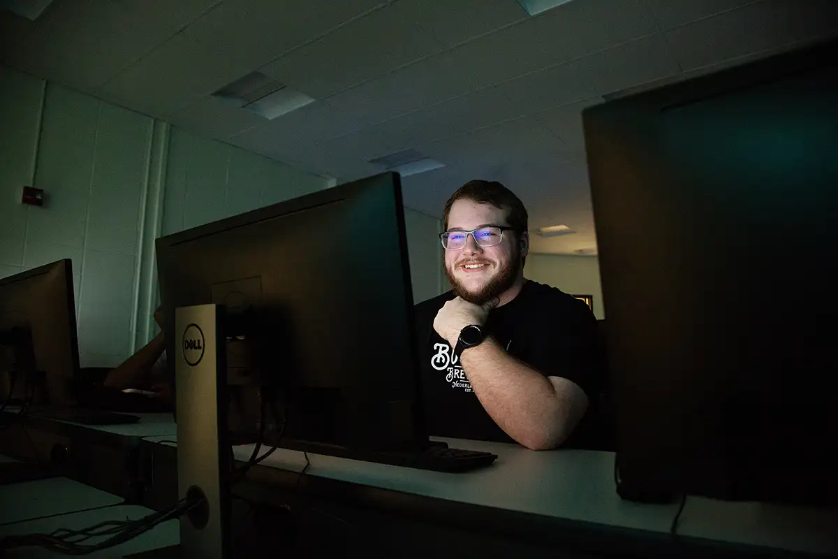 Student uses a computer 