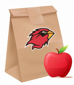 brown bag with cardinal