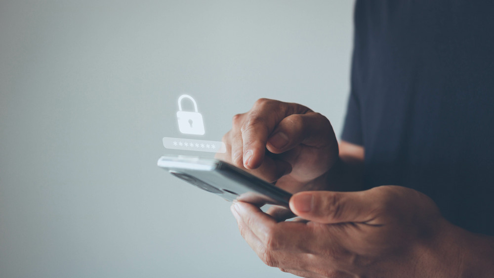 Smart mobile phone to access on smartphone for validate password for biometric two steps authentication to unlock security