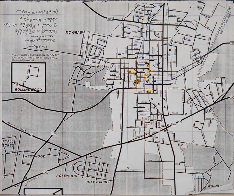 dc map of street markers in jasper Texas