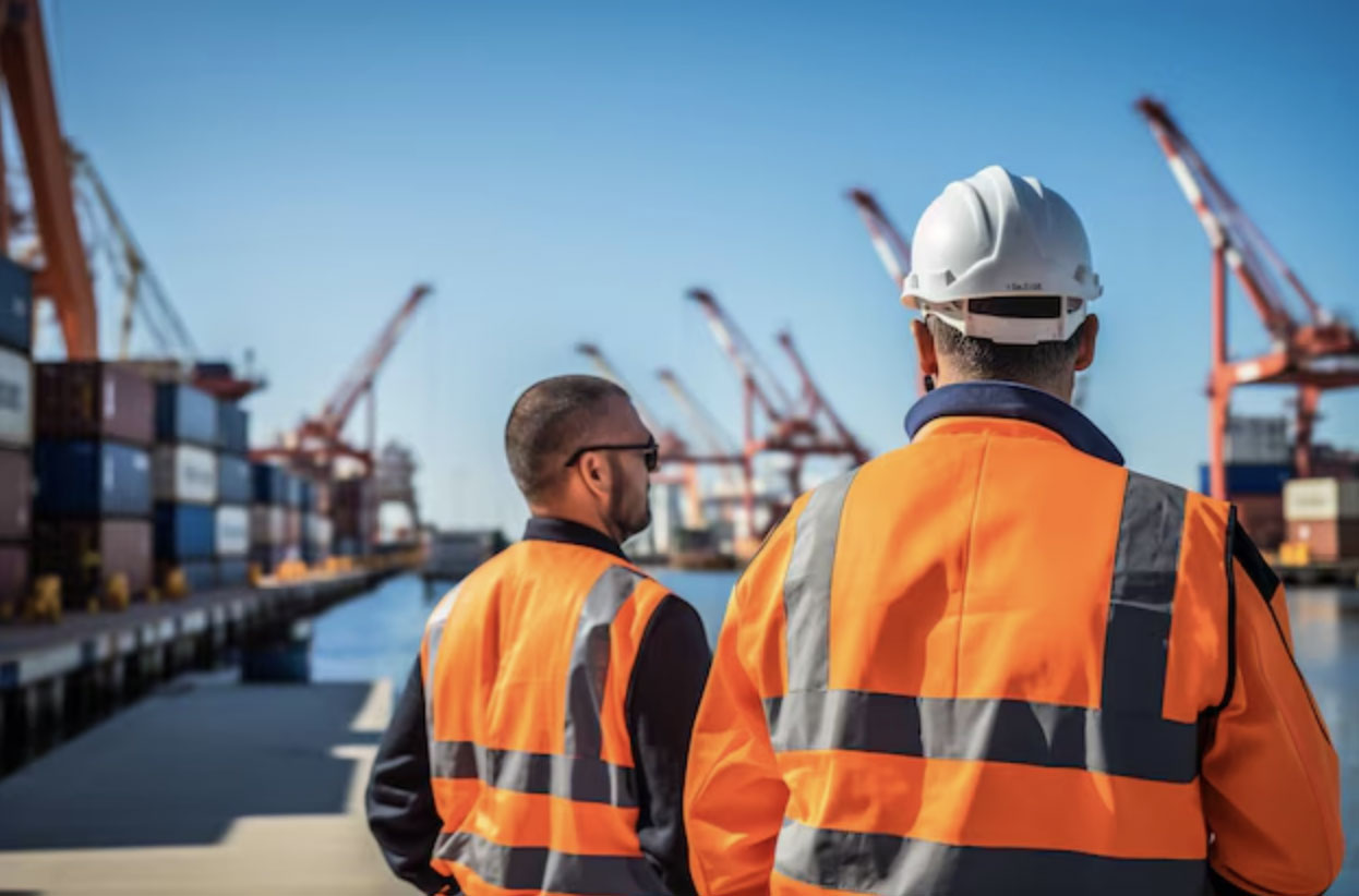 Workers with backs turned - Port Management