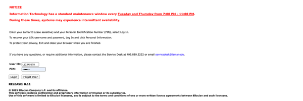 self service banner log in page