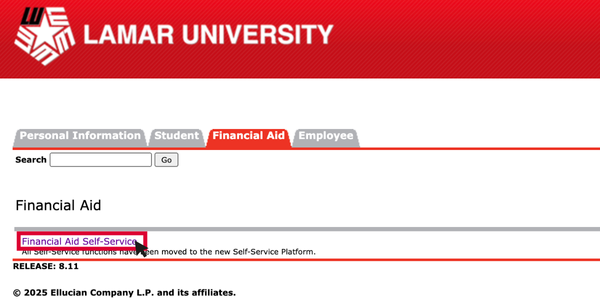self service banner financial aid section