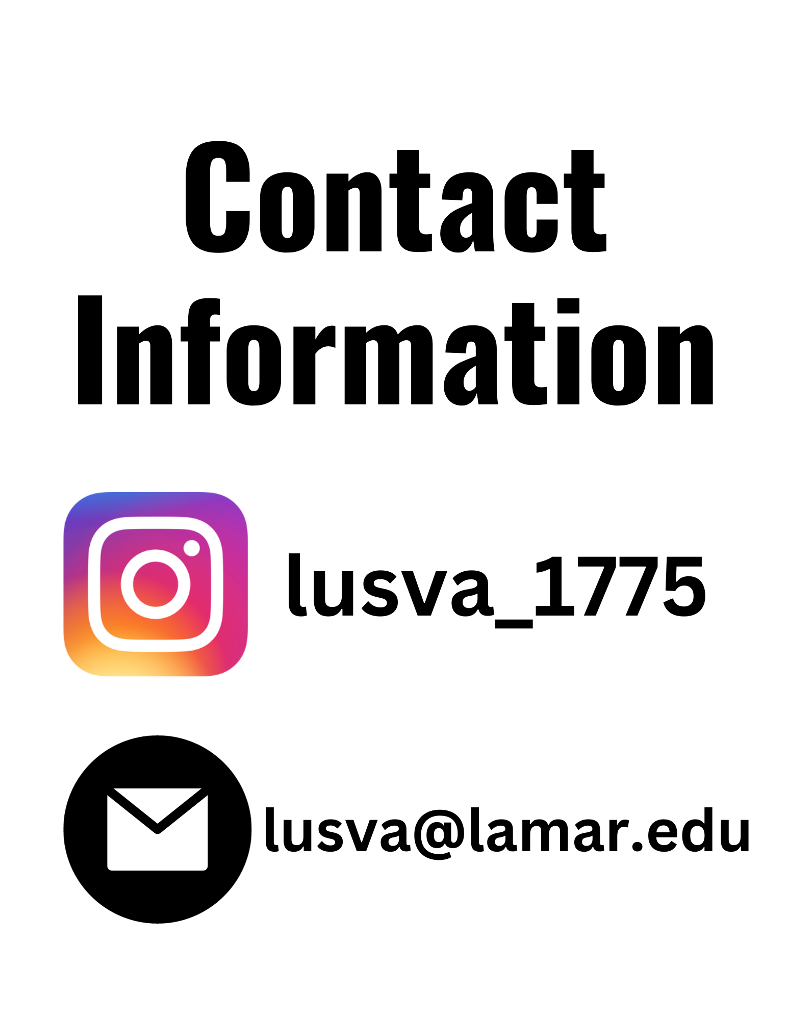 Contact information for the Lamar University Student Veterans Organization 
