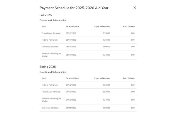 payment schedule summary