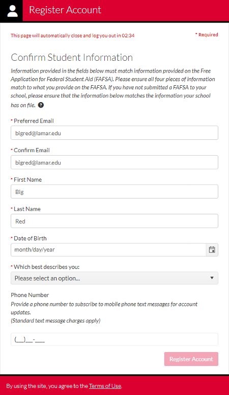 Register your account