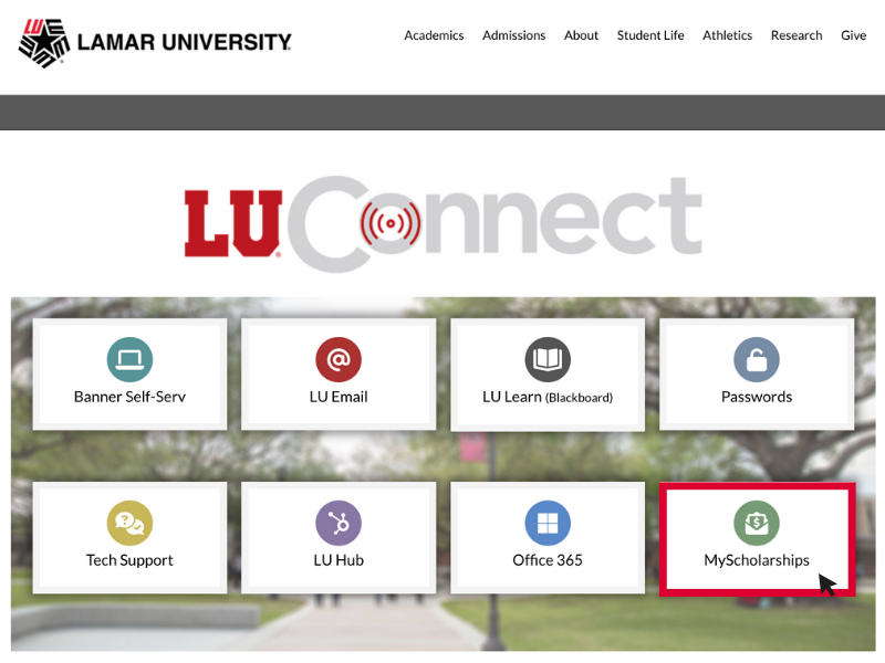 Lamar University Connect Webpage