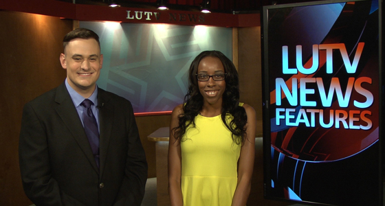 LUTV student news anchors Bruce Wright and Kyra Ellis