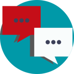 Speech bubbles on blue circle