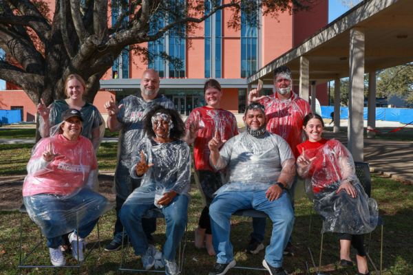 Group of Faculty and Staff at Pie a Professor Event 