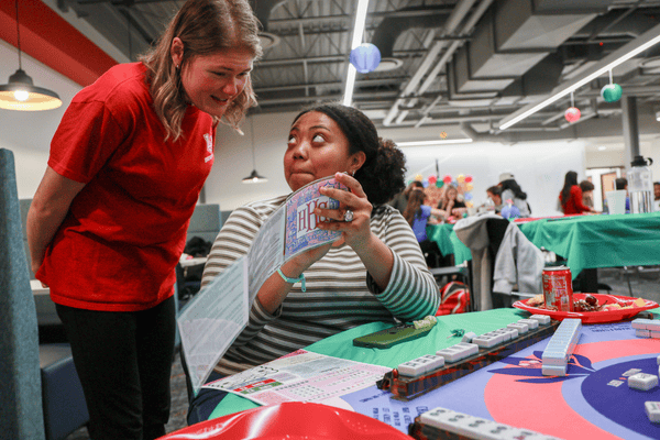 Student Learning Mahjong 