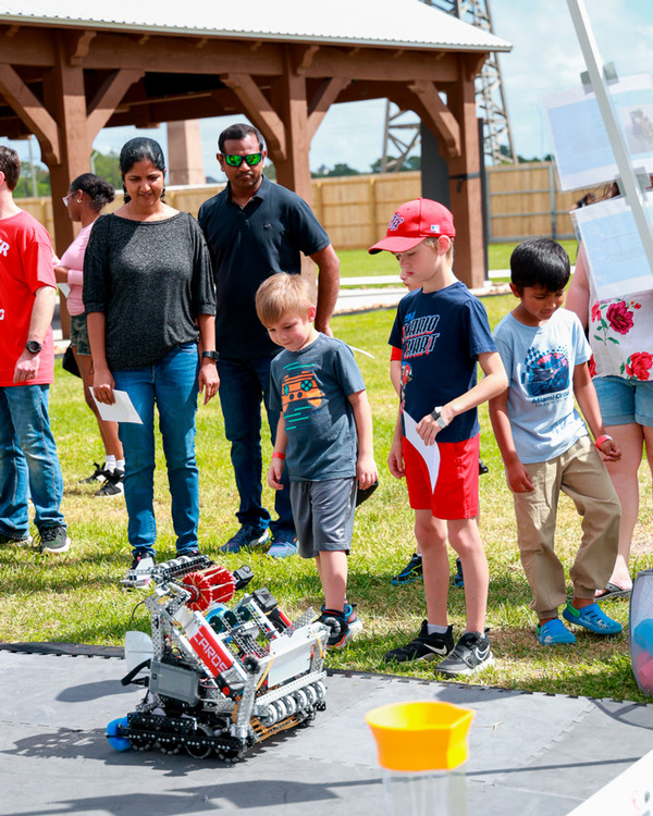 Kids doing robotics activity 