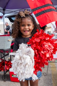 girl with pompoms