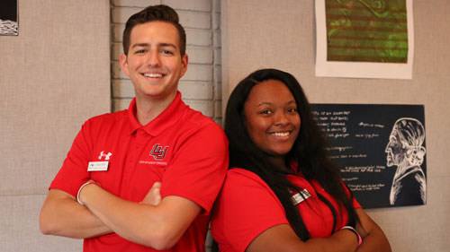 two lamar university student orientation leaders