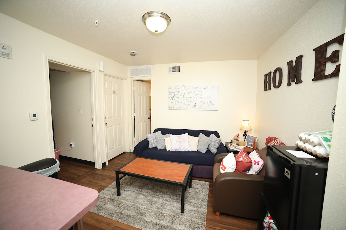 2 person dorm room living area
