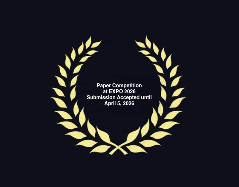 Paper Competition at EXPO 2026 Submission Accepted until April 5, 2026; image golden laurel wreath on black background