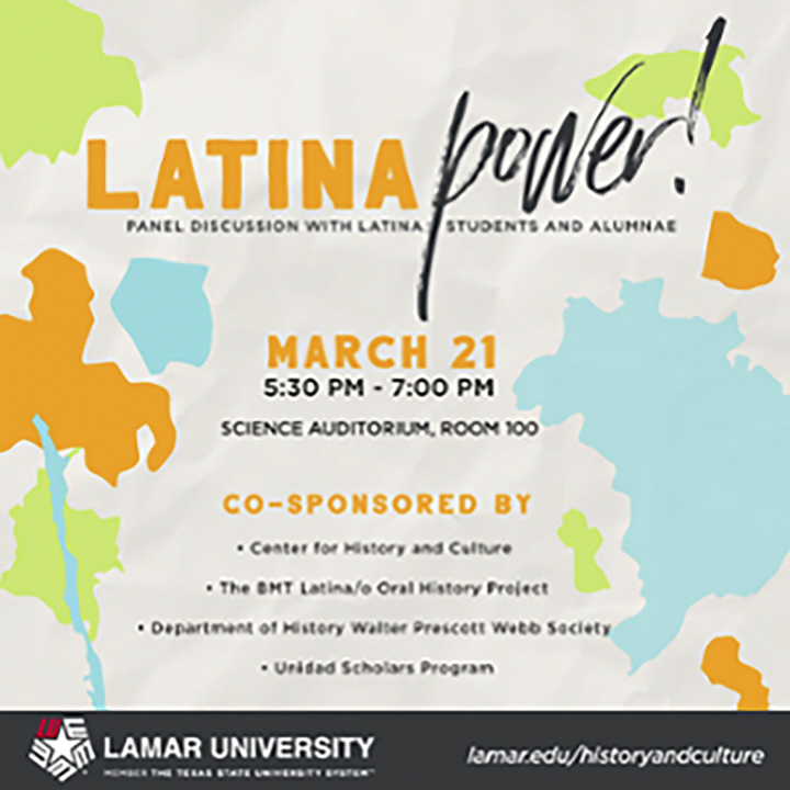 Latina Power. March 21, 5:30-7:30 in the science auditorium, room 100