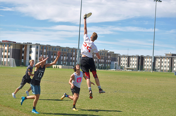Members of the Lamar Ultimate Frisbee team compete in a tournament, Oct. 17, 2017 at UT-Dallas. Courtesy photo