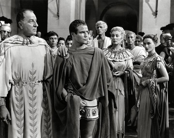 Marlon Brando stars as Mark Anthony in the movie “Julius Caesar”