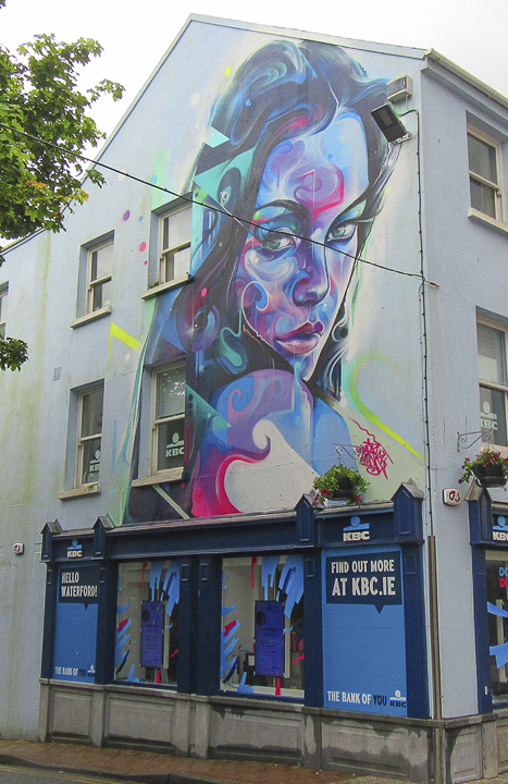 One of the large murals that adorn the walls around Waterford, Ireland. UP photo by Susan Salvo