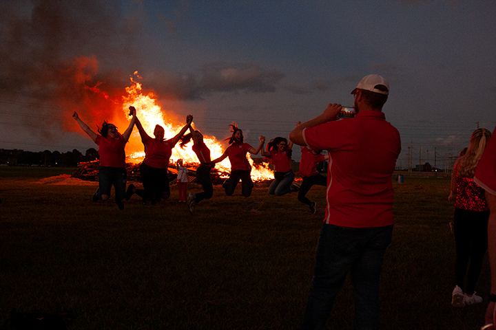 Students show their school spirit during Lamar University's Pep Rally and Bonfire, Sept. 27. UP photo by Noah Dawlearn