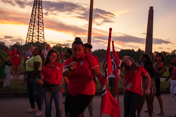 Students show their school spirit during Lamar University's Pep Rally and Bonfire, Sept. 27. UP photo by Noah Dawlearn