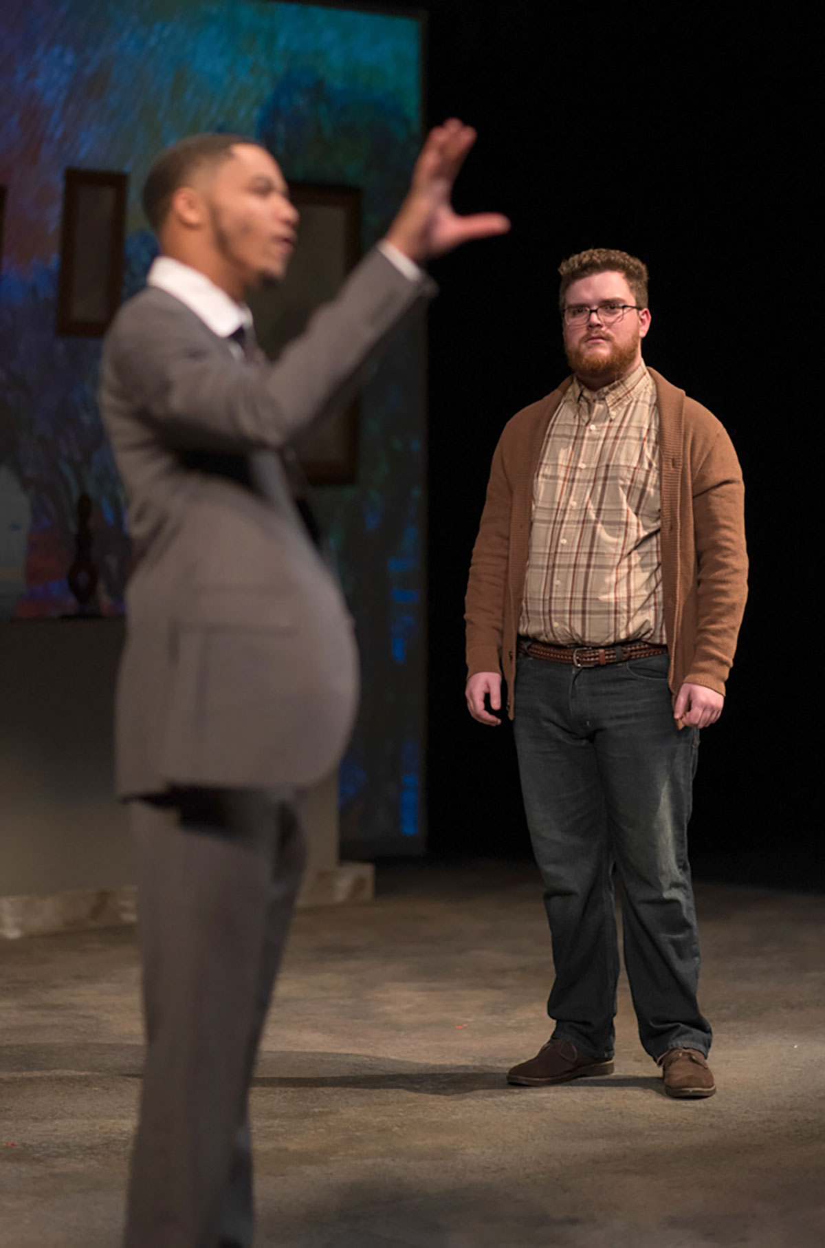 Ausin Jones plays Sterming North and Josh Pendino plays Paul Barrow in Lamar's production of "The Permanent Collection."