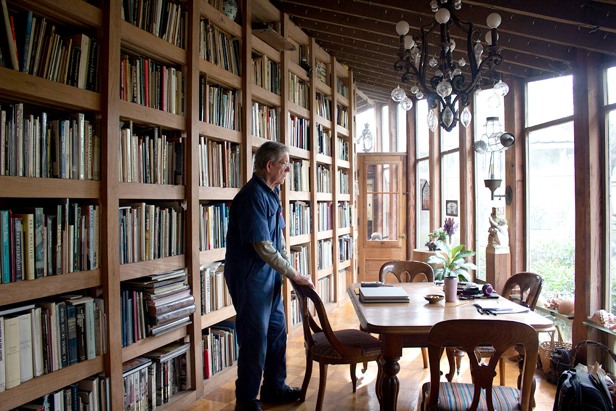 David Cargill looks out of the window of the library in his his Beaumont home. UP photos by Sierra Kondos