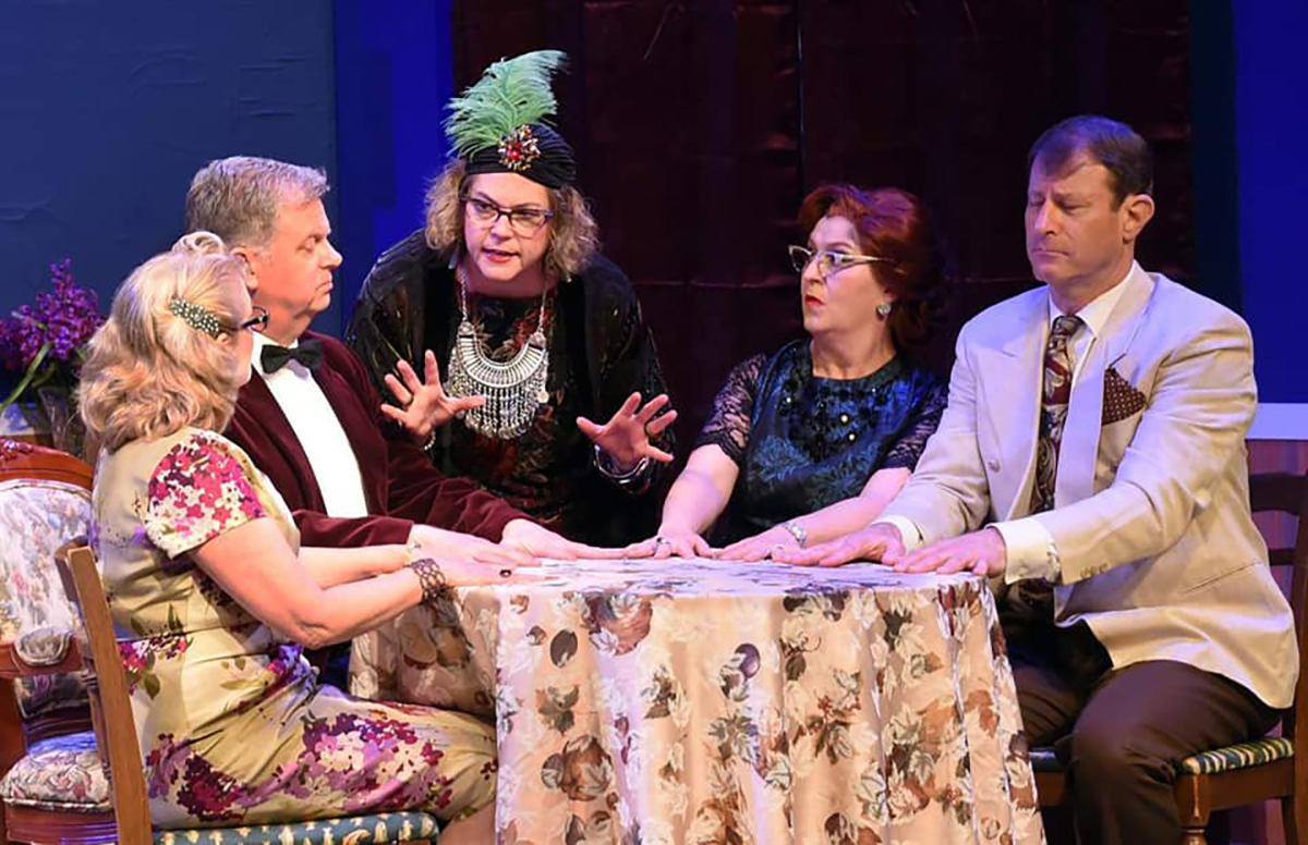 Madame Arcati, played by Barri Hoffman, conducts a seance during Beaumont Community Player's producion of "Blithe Spirit." Courtesy photo