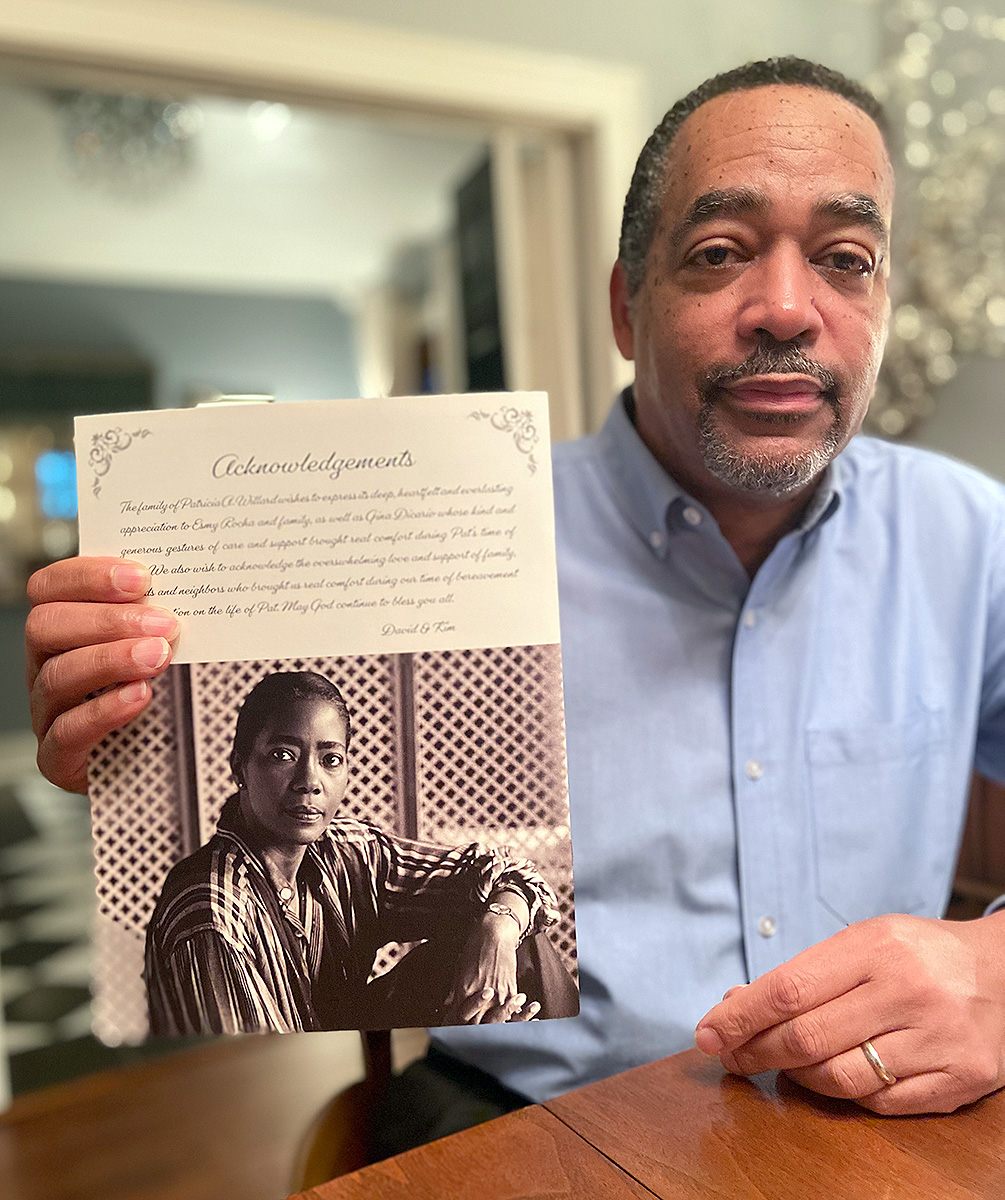 David Willard holds a picture of his mother, Pat, a long-time Beaumont educator and activist who was one of the first graduates after Lamar’s integration. UP photo by Juliana Abiro