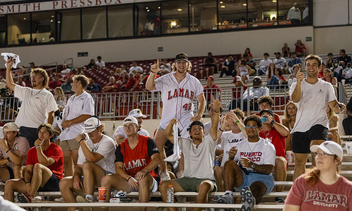 Cardinal supporters cheer for their football team at Provost Umphrey Stadium, Aug. 31. UP photo by Brian Quijada.