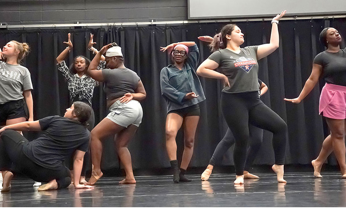 Dancers rehearse for “Dance Unleashed” in the Dance Annex, April 15. The spring concert is set for April 26-27. UP photo by Carlos Viloria.
