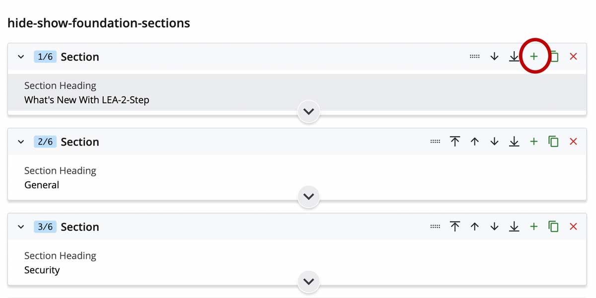 Hide-Show Section Example