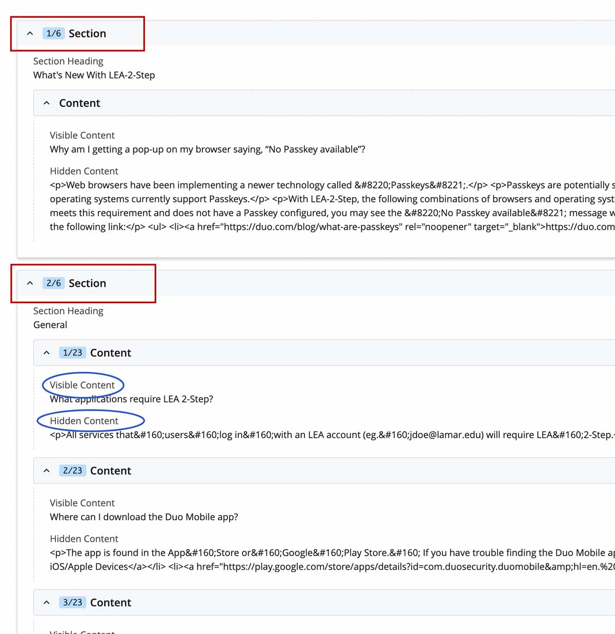 Hide-Show Accordion Edit Options