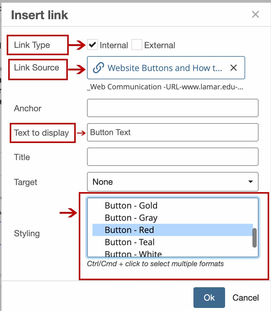 Insert and format a button