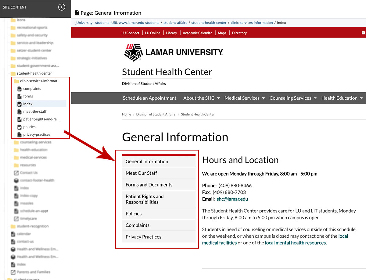 Left Navigation Example